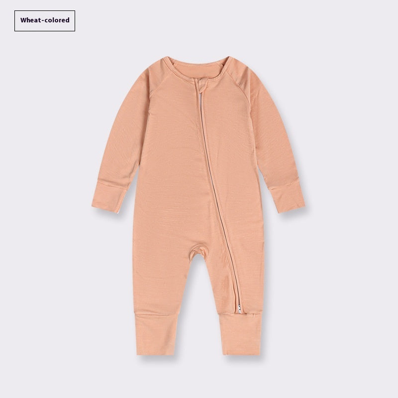 Bamboo Fiber Baby Jumpsuit Baby Zipper Pajamas