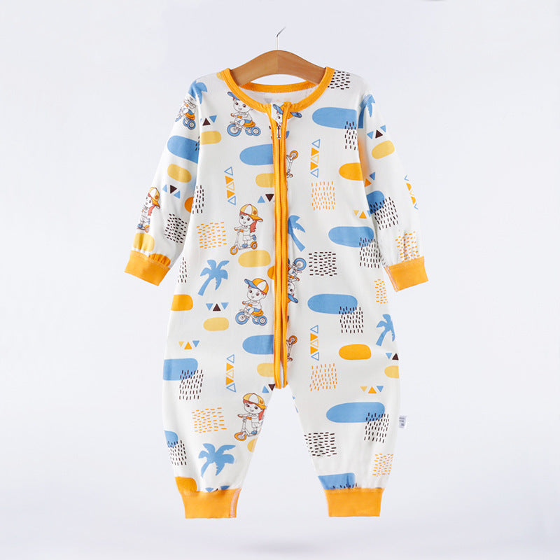 Children's Fashionable Simple Pure Cotton Triple Zipper Sleepwear