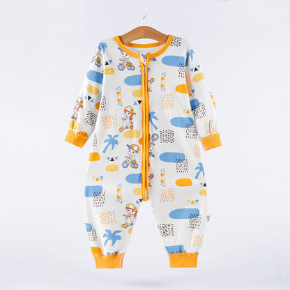 Children's Fashionable Simple Pure Cotton Triple Zipper Sleepwear