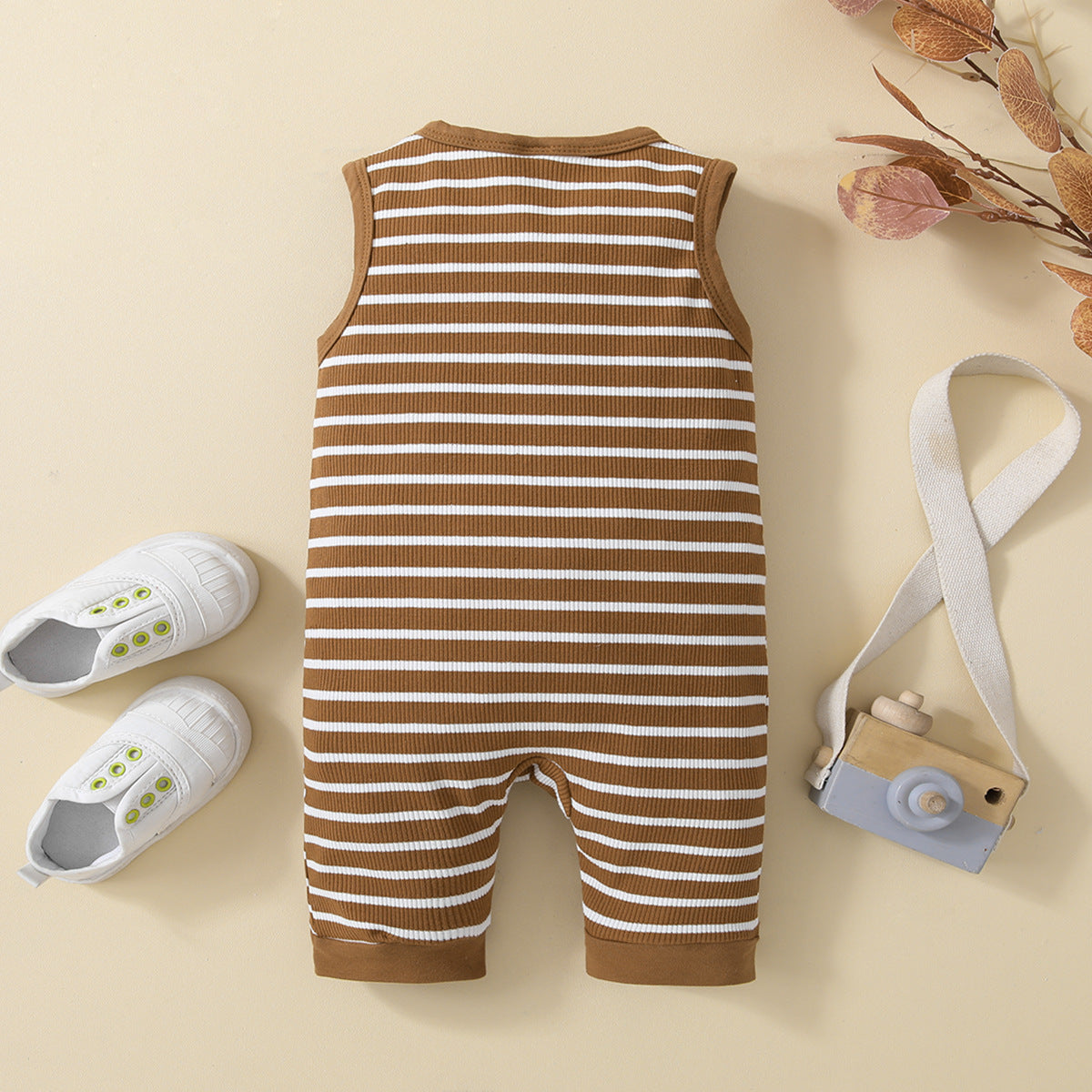 Summer Boys And Girls Sunken Stripe Sleeveless Leotard Baby Striped Romper