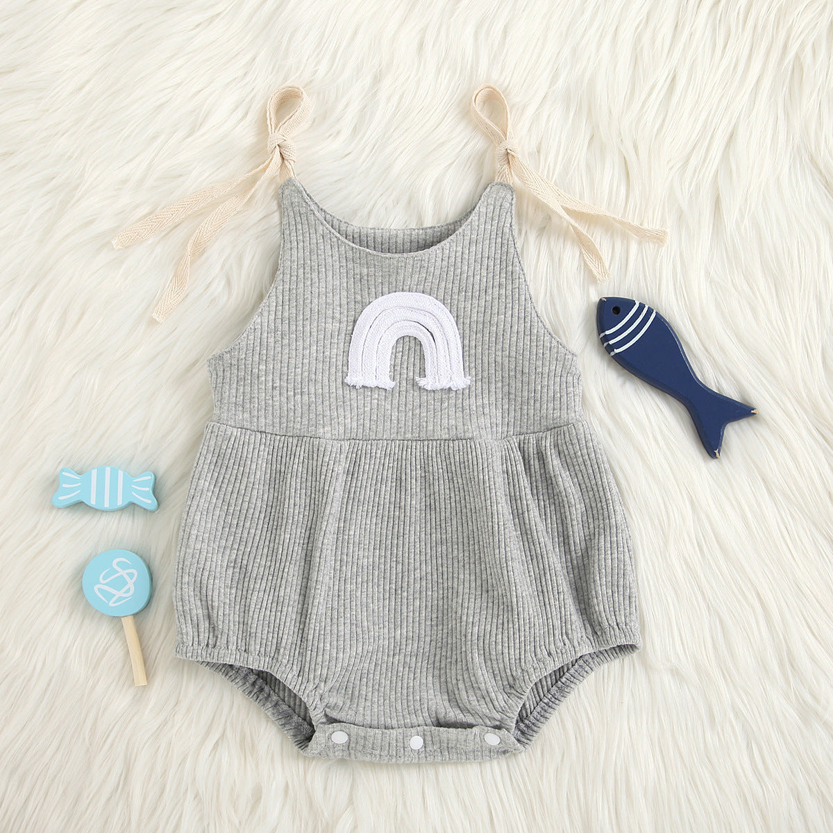 Infant Multicolor Sunken Stripe Rainbow Sling Romper