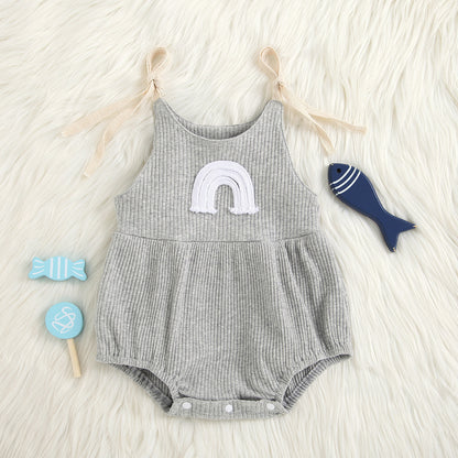 Infant Multicolor Sunken Stripe Rainbow Sling Romper