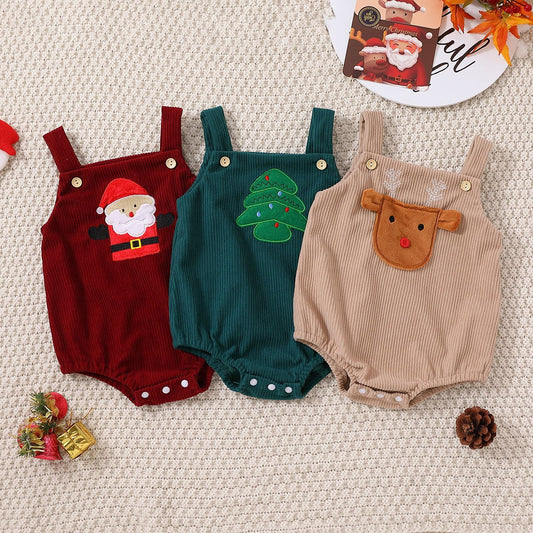 Santa Claus Christmas Tree Girls' Christmas Triangle Rompers