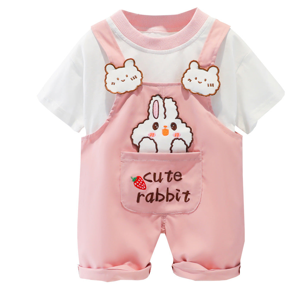 Children's Clothing Baby Summer Cartoon Short-sleeved Overalls