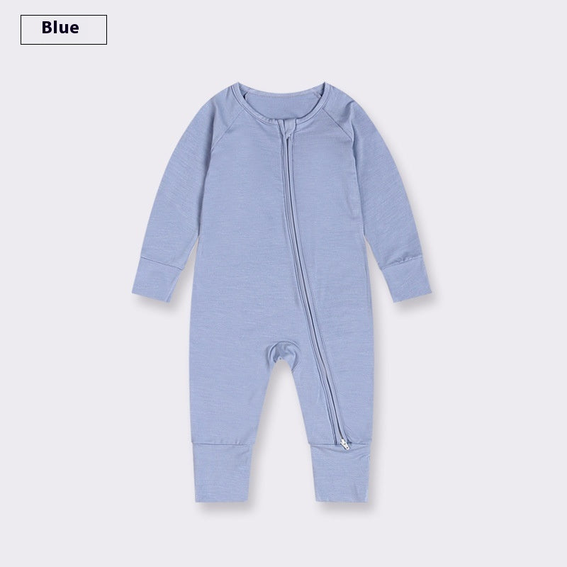 Bamboo Fiber Baby Jumpsuit Baby Zipper Pajamas