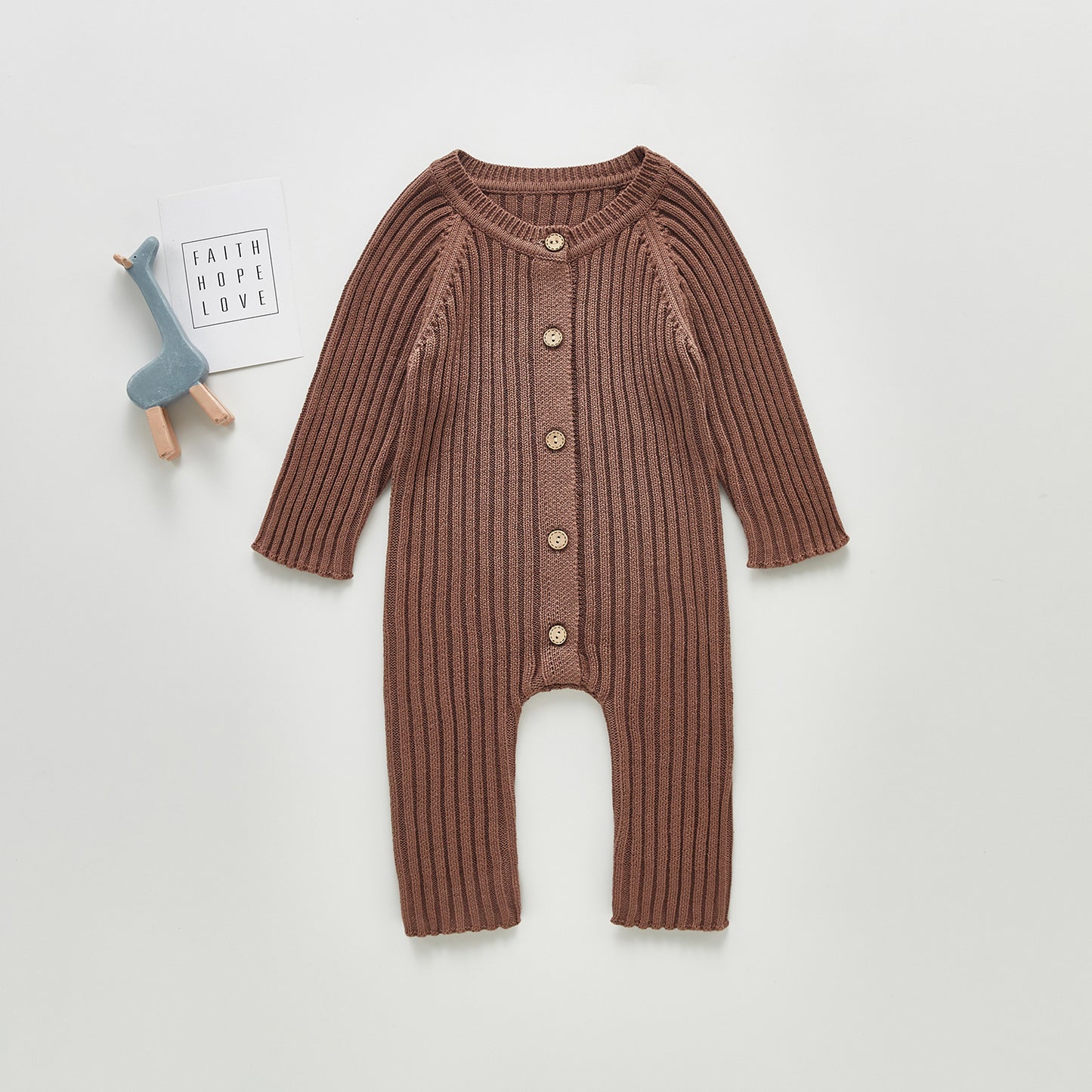 Spring And Autumn Baby Long-sleeved Knitted Jumpsuit Romper